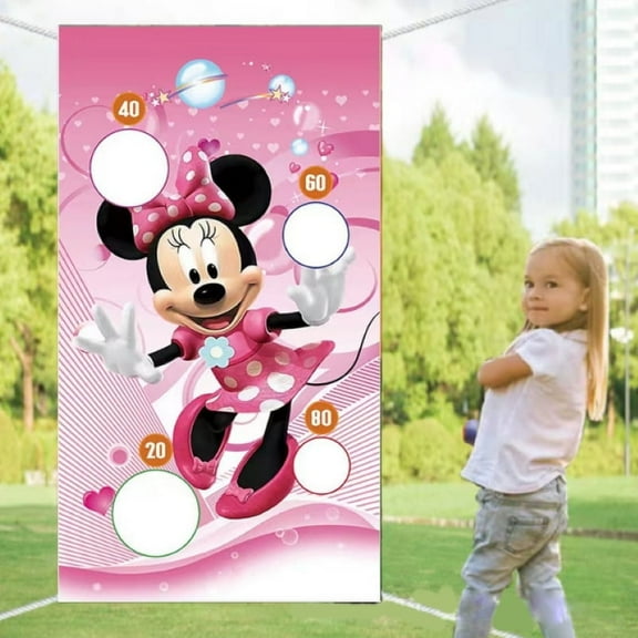 Party Supplies Tossing Game,Pink Mickey Party Game Hanging Banner Outdoor Tossing Game for Party Event Decoration Gifts