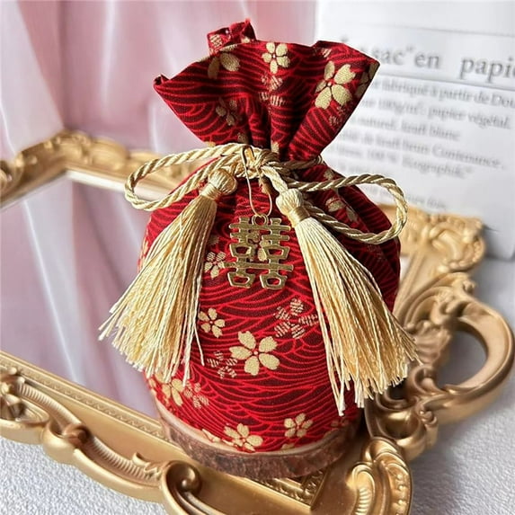 Party Supply Fashion Cny Decoration With Words Chinese New Year Cotton Wedding Gift Bags Drawstring Bag Cny Orange Bag Blessing Packing 01