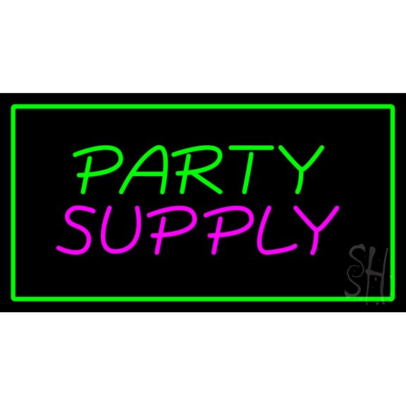 Party Supply Green Rectangle LED Neon Sign 13 x 24 - inches, Black Square Cut Acrylic Backing, with Dimmer - Bright and Premium built indoor LED Neon Sign for Event, Party.