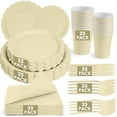 thumbnail image 1 of Inadays 175Pcs Disposable Party Supplies Includes Beige Paper Plates Cup Napkins Forks Spoons Knives, Dinnerware Set for Garden Party Birthday BBQ Baby Shower Wedding, Serve 25 Guests, 1 of 7