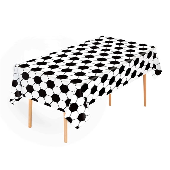 Party Table Cloths Disposable, Black Tablecloth, 86X52 In, Waterproof Tablecloth, Football Table Cover, Sports Birthday Party Decorations, Soccer Birthday, Soccer Party