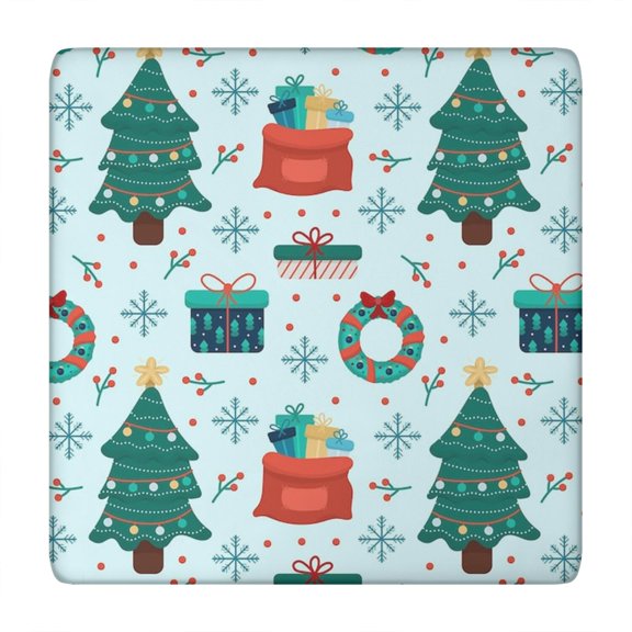 Party Table Protection with Christmas Cheer: 34x34 Square Elastic Tablecloth, Soft Stretch Fabric Lies Flat, Resists Wrinkles and is Easy to Maintain