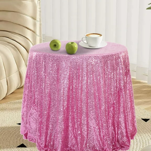 Party Tablecloth Round Glitter Tablecloth 47x47 Inches Sequin Party Decor Wedding Banquet Spill-Resistant Washable Shimmer Cover Table Decor Glitter Table Cover