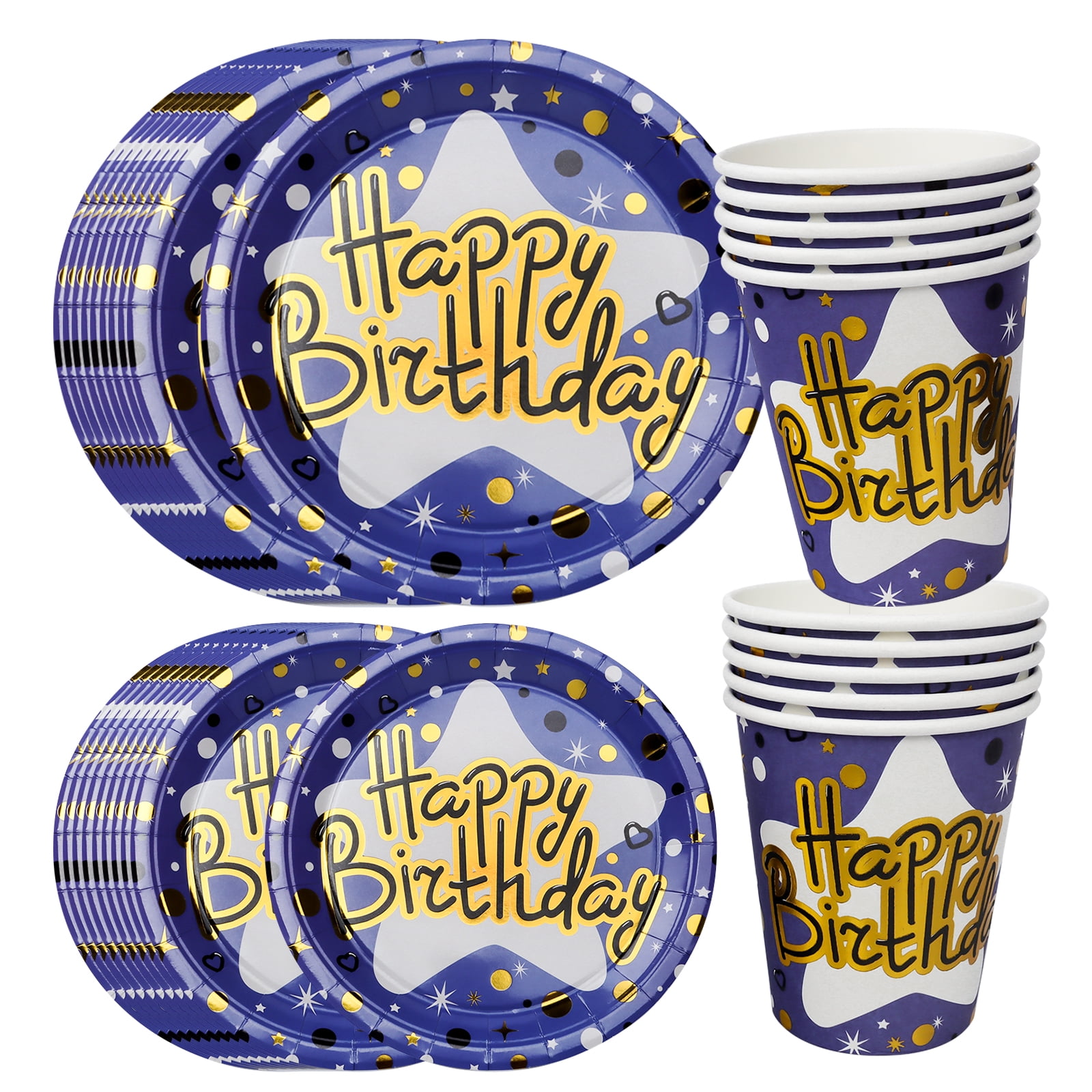 Gxhong Disposable Party Supply Sets with Plates Cups, Navy Blue