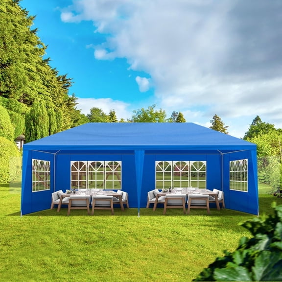 Party Tent 10x20 ft with 6 Removable Sidewalls,Outdoor Canopy Tent for Picnics&Graduation,Heavy Duty Event Shelter Canopy Holds up to 30 Persons, Easy Assembly (10x20ft-6 sidewalls)
