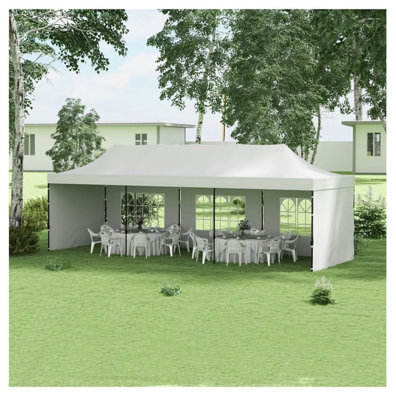Party Tent 33ft Outdoor Event Tent, UV 30+ Sun Protection, Adjustable Legs, White Canopy for 15-20 People