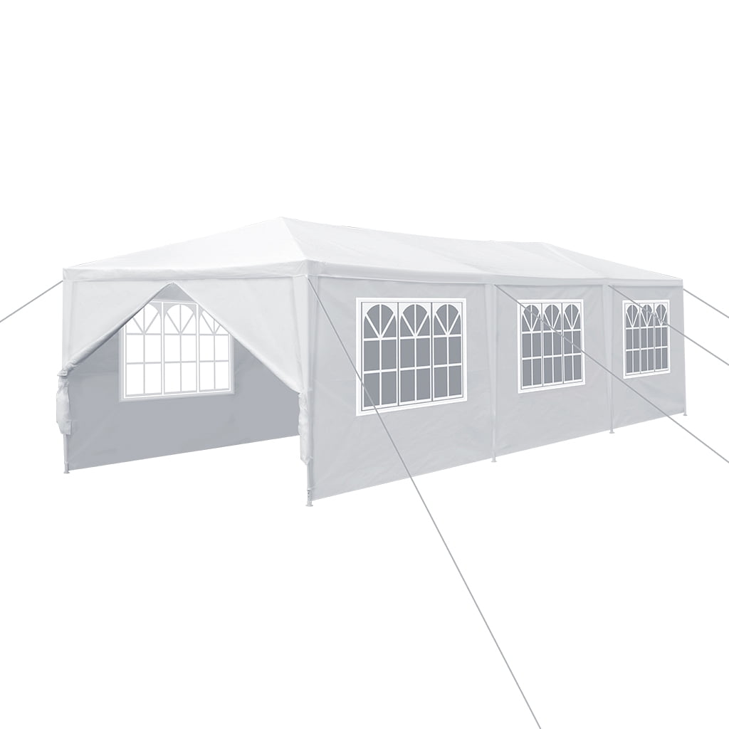 Party Tent Canopy 29.5×9.8 ft, LANGRIA Wedding Tent with Canopy, 4 Removable Sidewalls, 8 Windows, White Tents for Outdoor Events Catering Carport, White