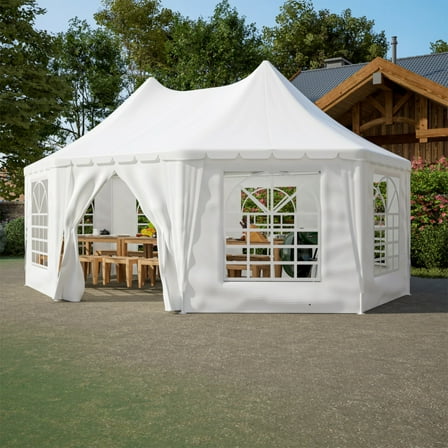 Party Tent, Heavy Duty Event Tent with 1 Doors and 7 Windows,White Wedding Tent, Waterproof,UV Protection Outdoor Gazebo Pavilion Shelter Tent for Party, Event,Picnic,White