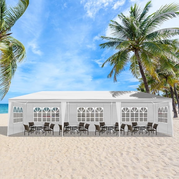 Party Tent, Outdoor Tents for Parties, Graduation, Wedding Birthday Tents Patio Gazebo Outdoor Carport Canopy Shade with Removable Sidewalls & Transparent Windows (30'x10'/5 Sidewalls)