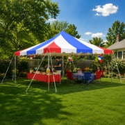 Party Tents Direct Weekender Outdoor Canopy Pole Tent, Red, White and Blue, 15 ft x 15 ft