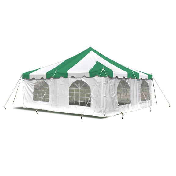 Party Tents Direct Weekender Outdoor Canopy Pole Tent w/Sidewalls, Green, 20 ft x 20 ft
