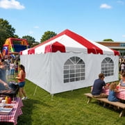 Party Tents Direct Weekender Outdoor Canopy Pole Tent w/Sidewalls, Red, 20 ft x 20 ft