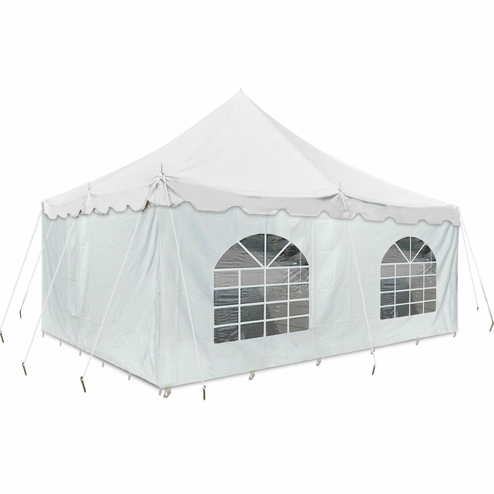 White 20' x 20' Alloy Steel Outdoor Event Tent with Sidewalls