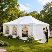 Party Tents Direct Weekender Pole Tent Party Canopy with Sidewalls, 20x30 White