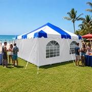 Party Tents Direct Weekender Outdoor Canopy Pole Tent with Sidewalls, Blue, 20 ft x 20 ft