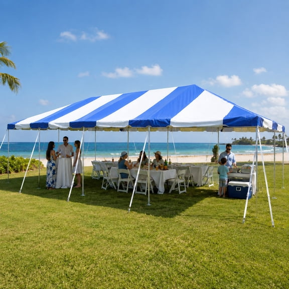 Party Tents Direct West Coast Frame Canopy Tent, Heavy Duty Steel, 20'x40' Blue