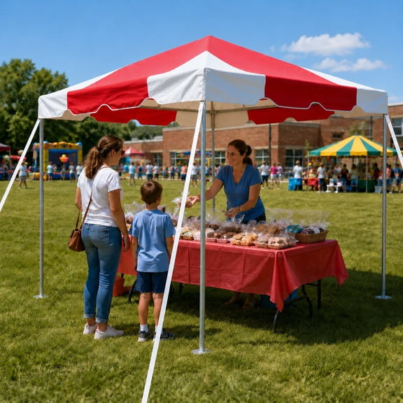 Party Tents Direct Weekender West Coast Frame Party Tent, Red,10 ft x 10 ft