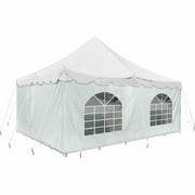 Party Tents Direct Weekender Outdoor Canopy Pole Tent w/Sidewalls, White, 20 ft x 20 ft