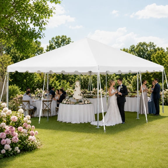 Party Tents Direct West Coast Frame Canopy Tent, Heavy Duty Steel, 20'x20' White