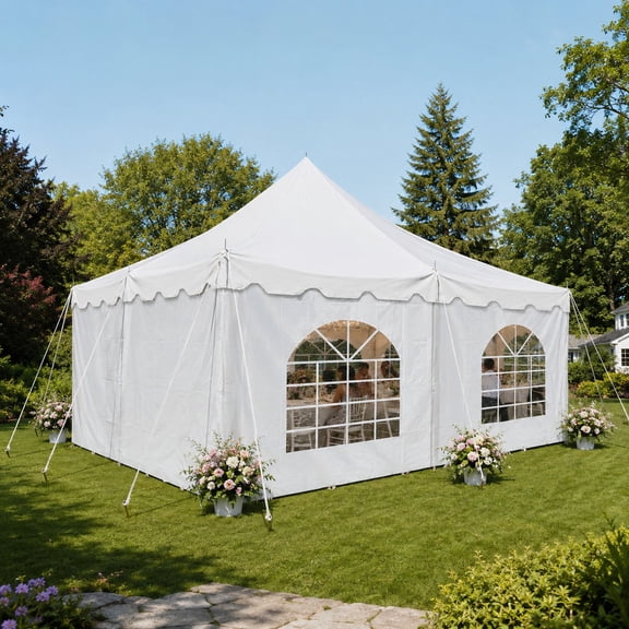 Party Tents Direct Weekender Pole Tent Party Canopy with Sidewalls, 20x20 White