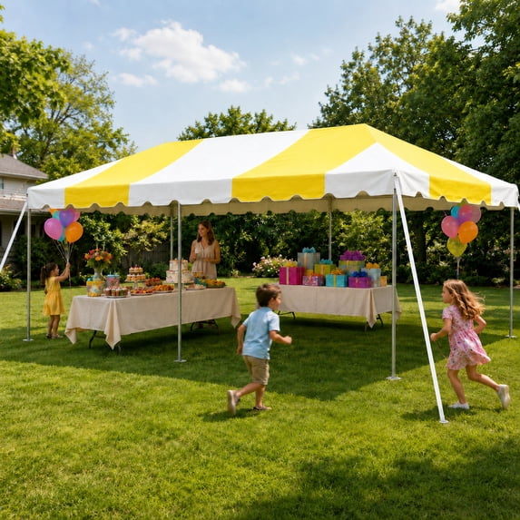 Party Tents Direct West Coast Frame Canopy Tent, Heavy Duty Steel, 10'x20' Yellow