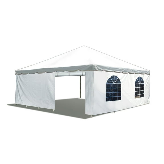 Party Tents Direct Weekender West Coast Frame Party Tent with Sidewalls, White, 20 ft x 20 ft