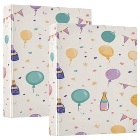 Party Theme Decoration 12.4x10.6in PVC Round Ring Binder, D-Ring 3-Hole, Metal Clip, 200 Sheets