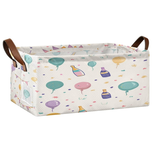 Party Theme Decoration Open Home Storage Bins Foldable Metal Frame Shelf Baskets 16.9x11.4x7.7in Water-Resistant