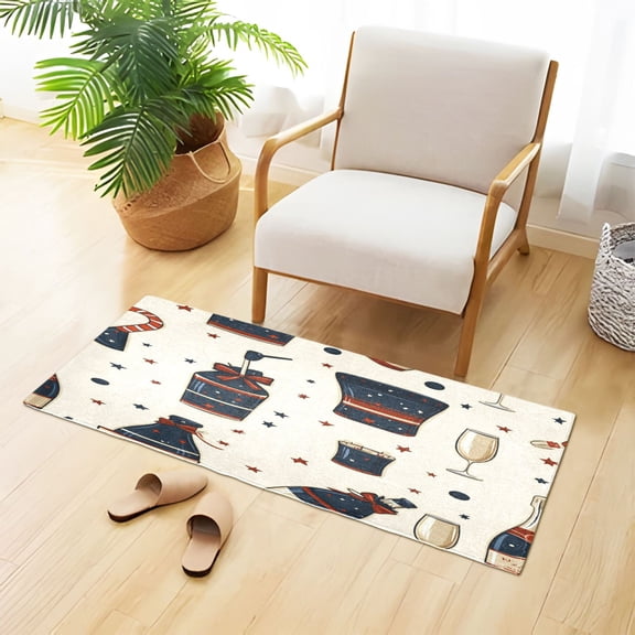 Party Themed Wine Plush Absorbent Bath Mat Non Slip TPR Backing 39"x20" Soft Durable