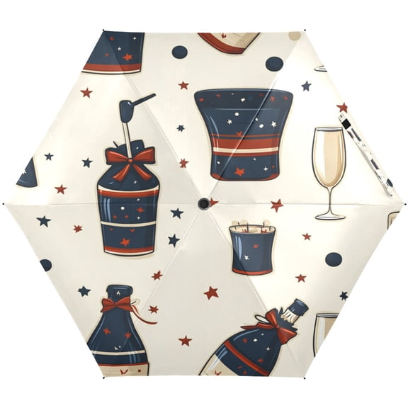 Party Themed Wine Umbrellas for Sun Auto Open Close UV50+ Waterproof 5-Fold Compact Fiberglass Frame