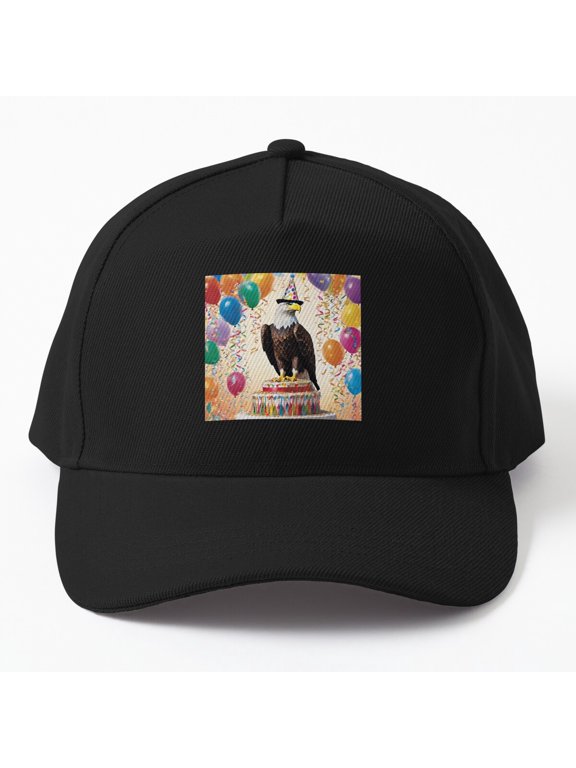 Party Time Bald Eagle Baseball Hat, American Celebration Bird Graphic Design, Classic Cap
