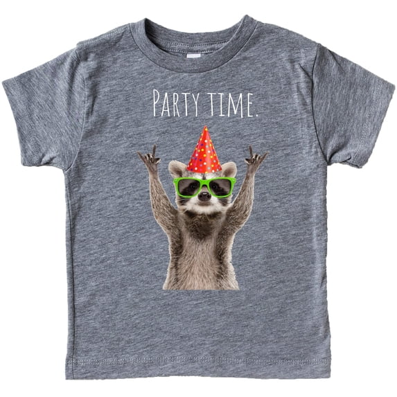 Party Time Racoon Birthday Party Shirt for Boys Granite Heather Shirt 4T