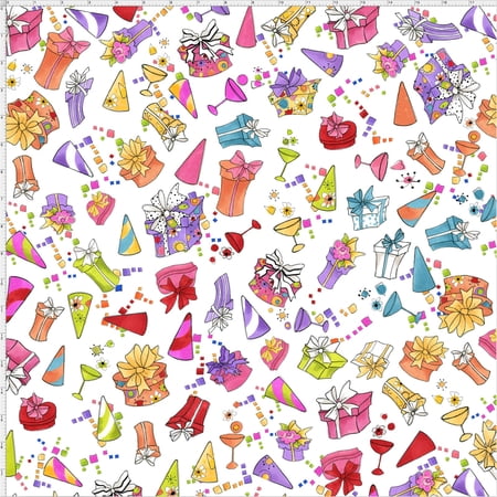 Party Toss White Fabric Yard