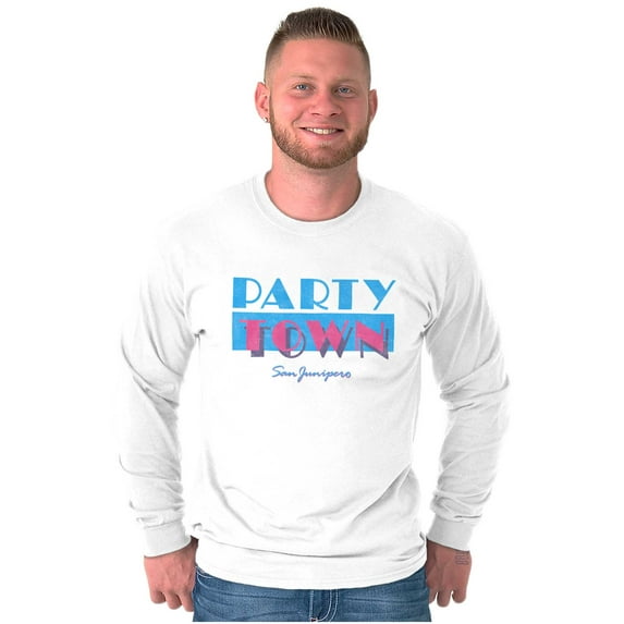 Party Town 80s Style Novelty Long Sleeve TShirt Men Women Brisco Brands M