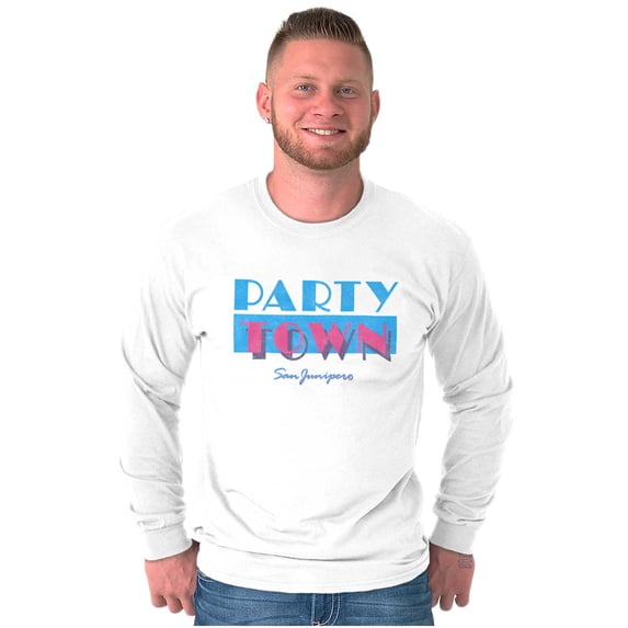 Party Town 80s Style Novelty Long Sleeve TShirt Men Women Brisco Brands S