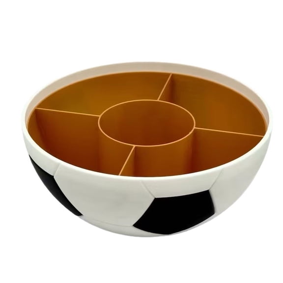Party Tray With Center Cup Holder, Soccer Theme Serving Bowl With Separated Sections for Living Room Game Day Hosting and Fan Tables
