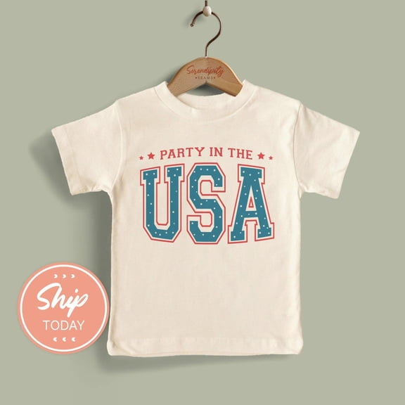 Party In The Usa Shirt, Kids Patriotic Tee, Fourth Of July Apparel, Red White And Blue Apparel, Merica Shirt, TODDLER SHORT SLEEVE TEE BELLA CANVAS 3001T