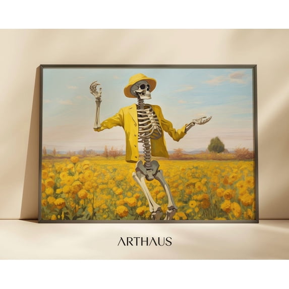 Party Wall Art Print, Colorful Yellow Field Halloween Decor - Walmart.com