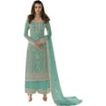 thumbnail image 1 of Party Wear Indian Pakistani Designer Salwar Kameez Dress Sewn Plazzo Suits ( Pista Green, XXL - 46 ), 1 of 6