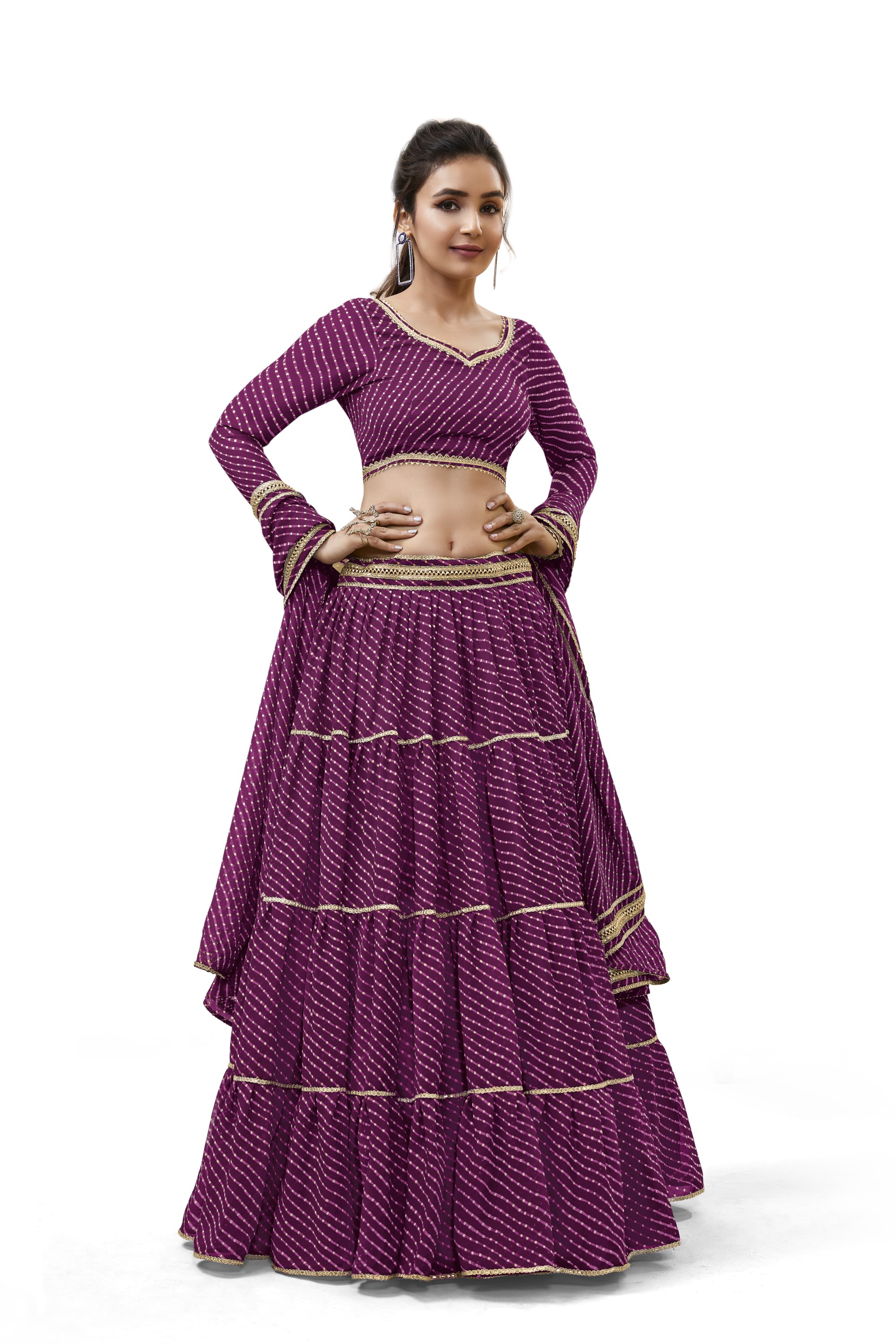 Lehenga Choli Indiano Verde Menta Ricamato - Abito Da Sposa Bollywood - Taglia Semi-Cucita