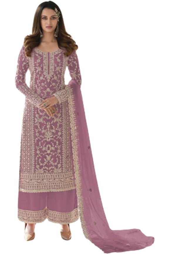 Party Wear Pakistani Designer Sewn Shalwar Kameez Suits Indian Plazzo Outfits ( Lavender, 4XL - 50 )