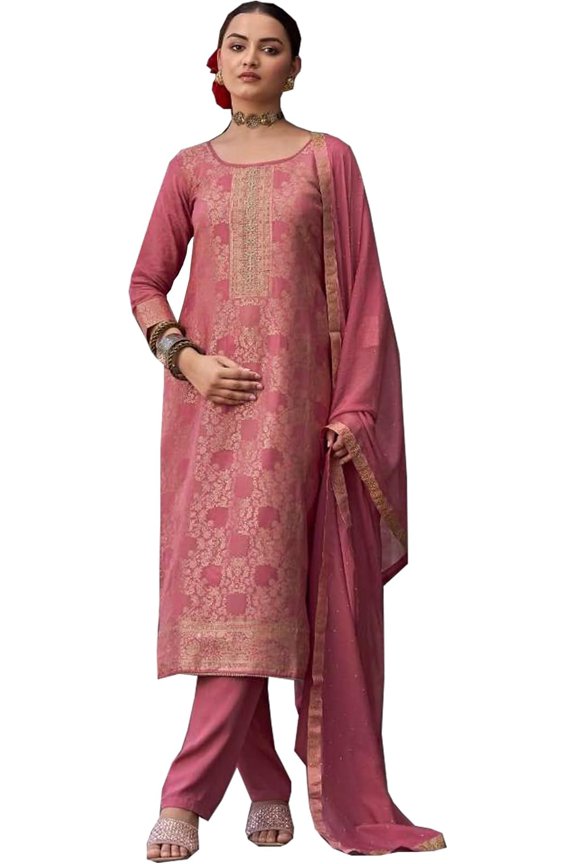 Party Wear Shalwar Kameez Suits Heavy Worked Pakistani Designer Pant Dress for Woman Wedding Wear Suits ( Pink, 4XL - 50 )