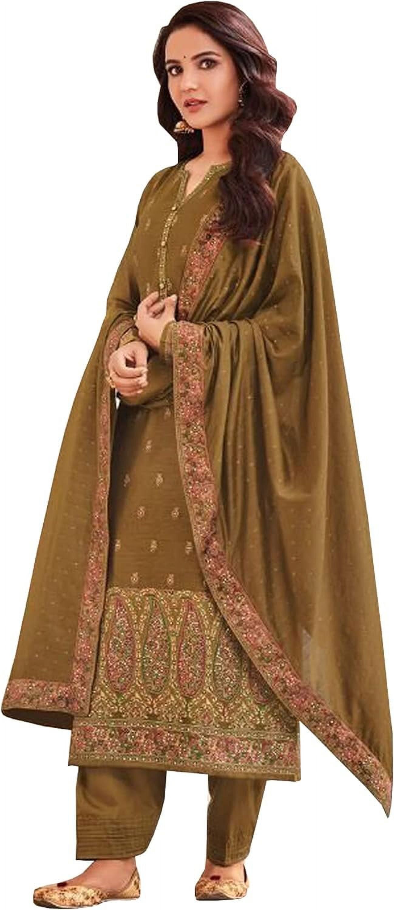 Designerharsha Indian Wear Geborduurde Werk Palazzo Pant Jurk Pakistaanse Genaaide Shalwar Kameez Suits, Keuze 6, 40
