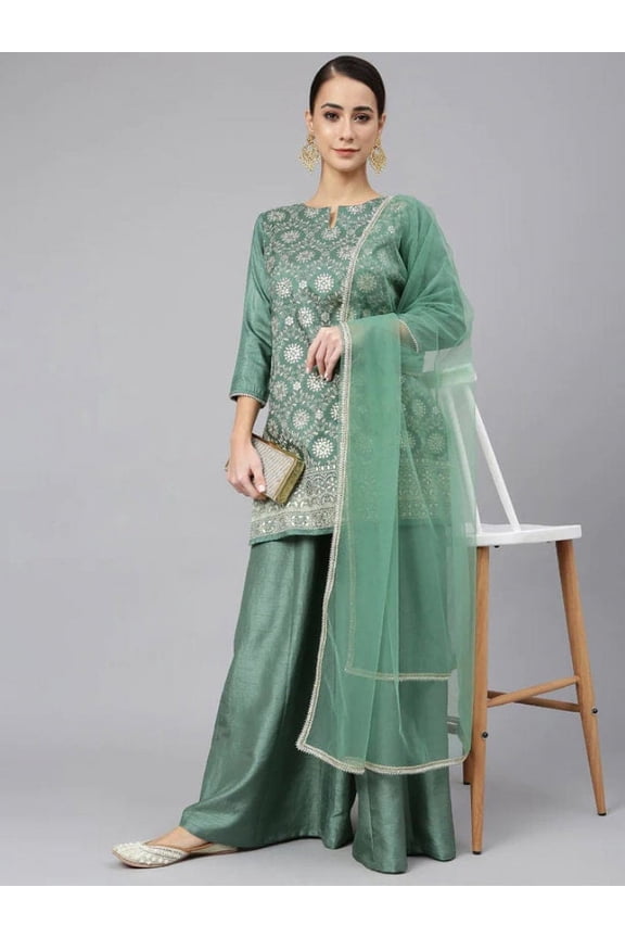Party Wear Suits | Wedding Wear 3 Piece Sharara Suit | Kurta With Sharara and Dupatta Set | 3 Piece Set | Indian Pakistani Festive Dresses
