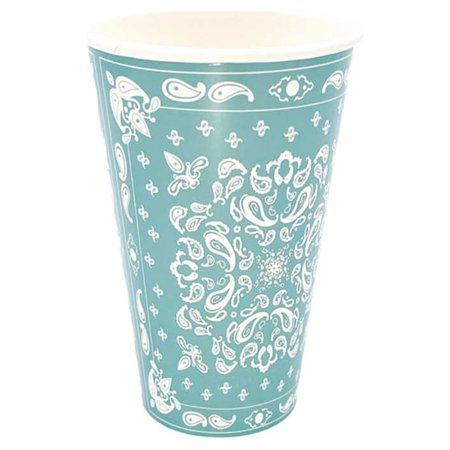 Party West Paper Goods Dusty Turquoise Bandana Cups 8/Set
