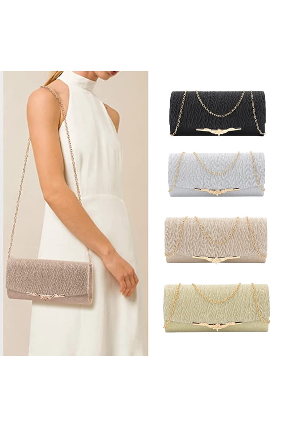 Party Womens Wife Banquet Glitter Bag Chain Shoulder Bag Sequins Evening Clutch Purse For Wedding Dinner Evening Party/Silver