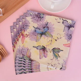 TWO Individual Paper Lunch Decoupage Napkins Insect FLOWERS BUTTERFLIES  Napkin