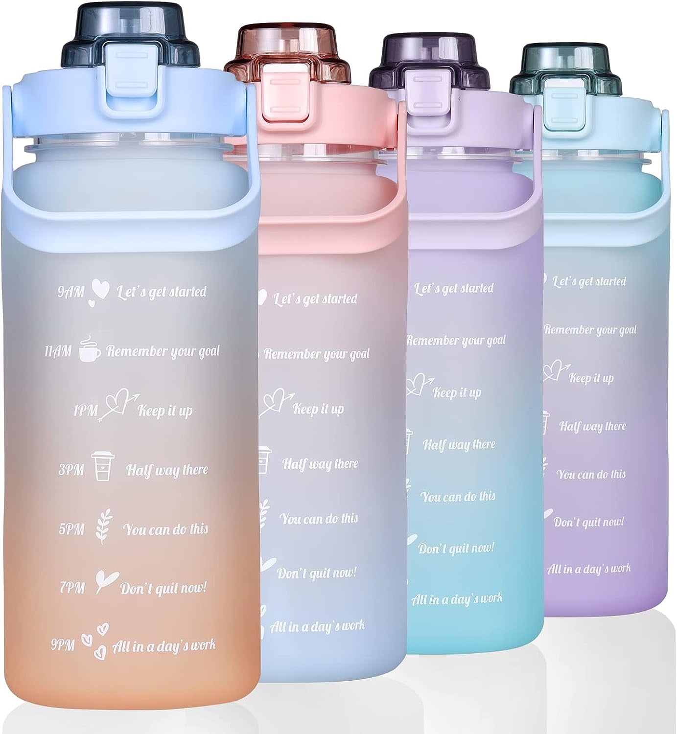 Big Sale! 64oz Large Water Bottle with Straw Time Marker Leakproof