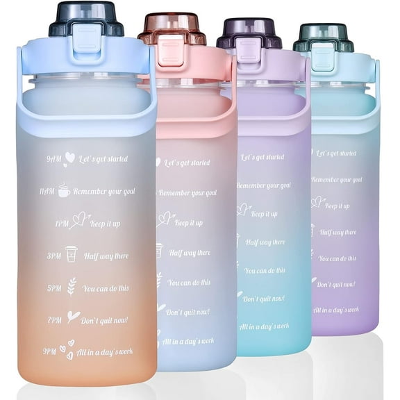 Party Zealot Large Half Gallon 64 OZ Motivational Water Bottle Straw Time Marker BPA Free for Sport and Fitness