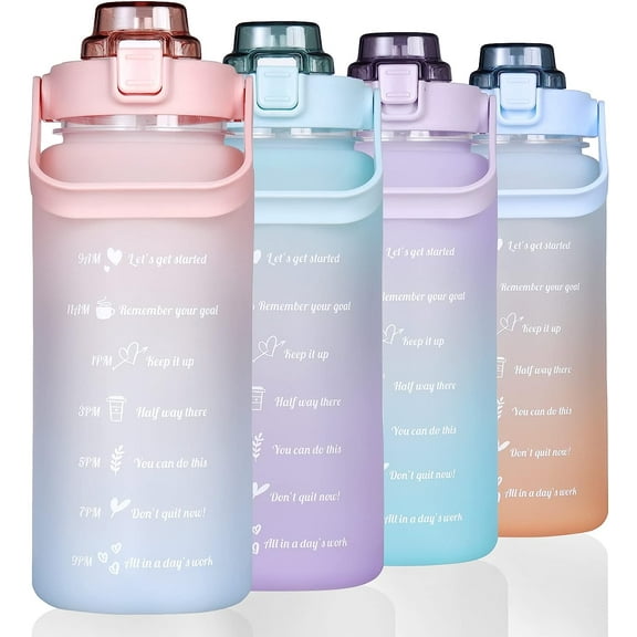 Party Zealot Large Half Gallon 64 OZ Motivational Water Bottle and Straw Time Marker BPA Free for Sport and Fitness